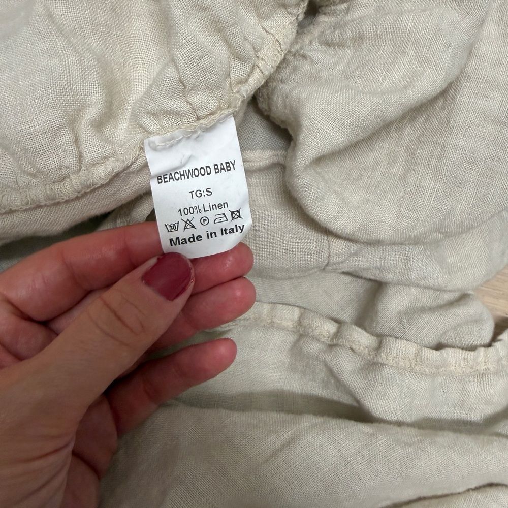 Maternity Beachwood Linen Women's Cream Tiered Summer Sundress - Picture 4 of 8